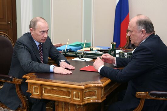 Vladimir Putin meets with Gennady Zyuganov