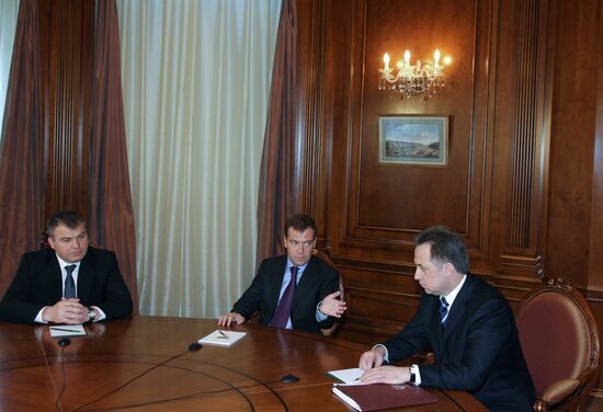 Dmitry Medvedev meets with Anatoly Serdyukov, Vitaly Mutko