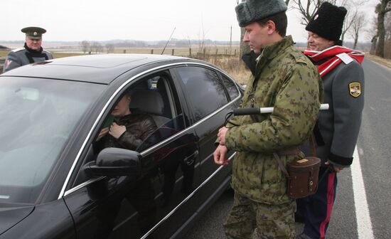 Russian Cossacks take part in border patrolling
