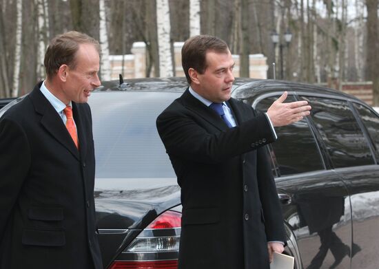 Russian President Dmitry Medvedev giving interview to BBC