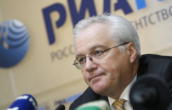 Vitaly Churkin at a RIA Novosti news conference