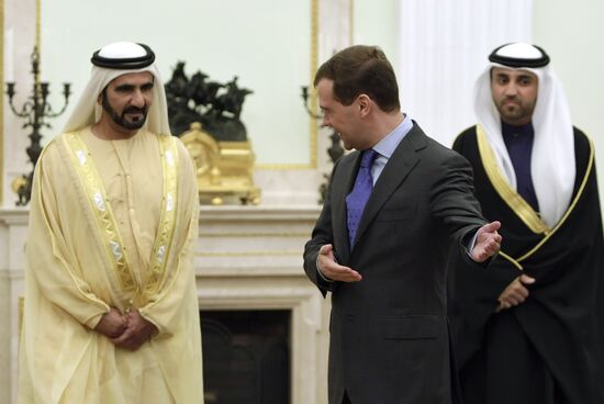 Dmitry Medvedev and Mohammed bin Rashid Al Maktoum
