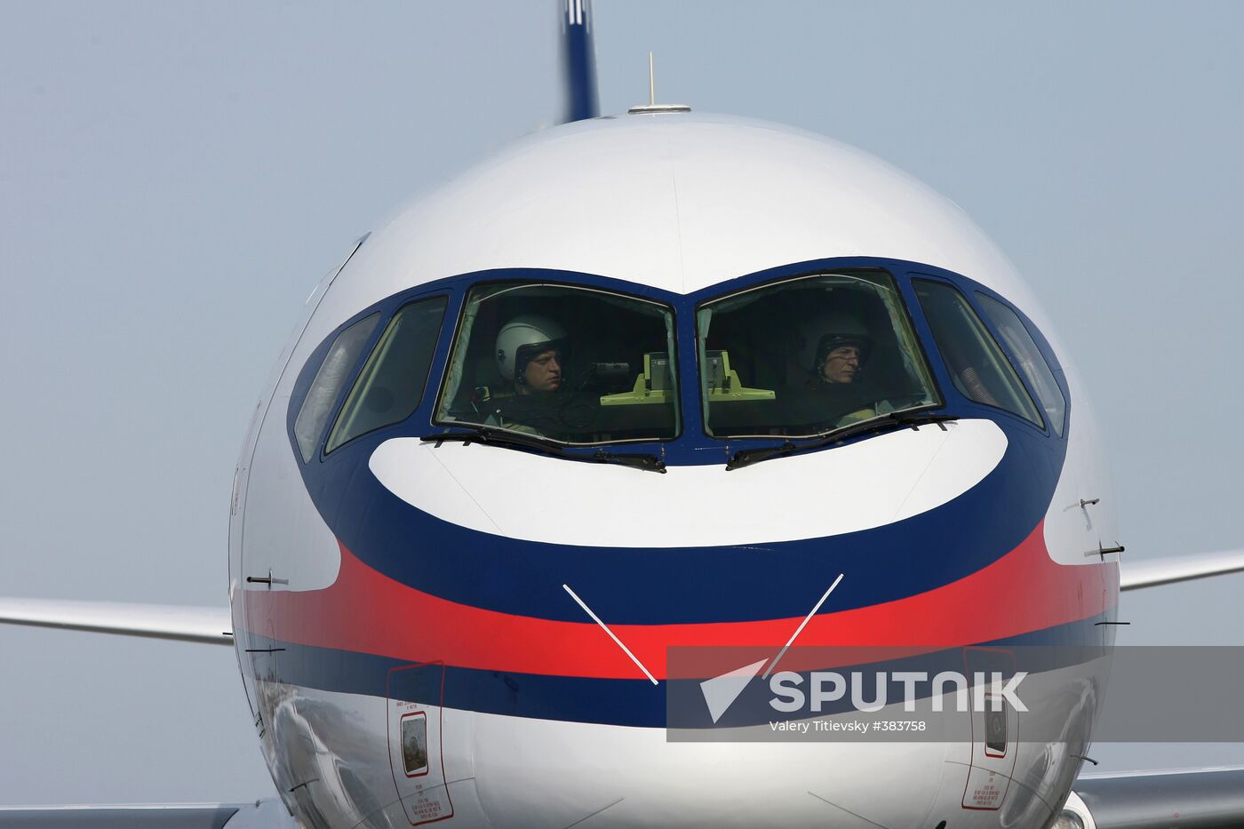 Sukhoi SuperJet-100 planes at Tolmachyovo airport
