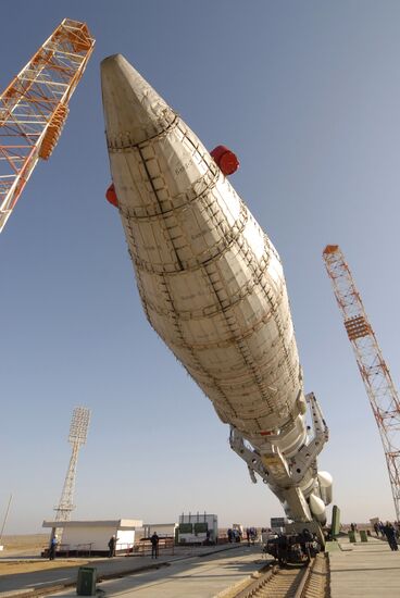 Proton M carrier rocket at launch pad