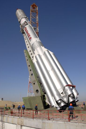 Proton M carrier rocket at launch pad