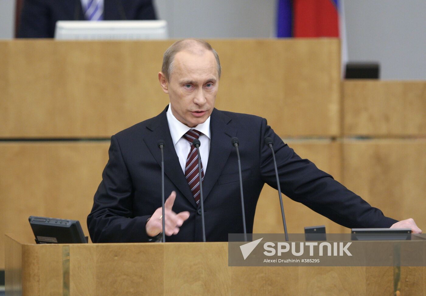 Prime Minister Vladimir Putin addresses Duma session