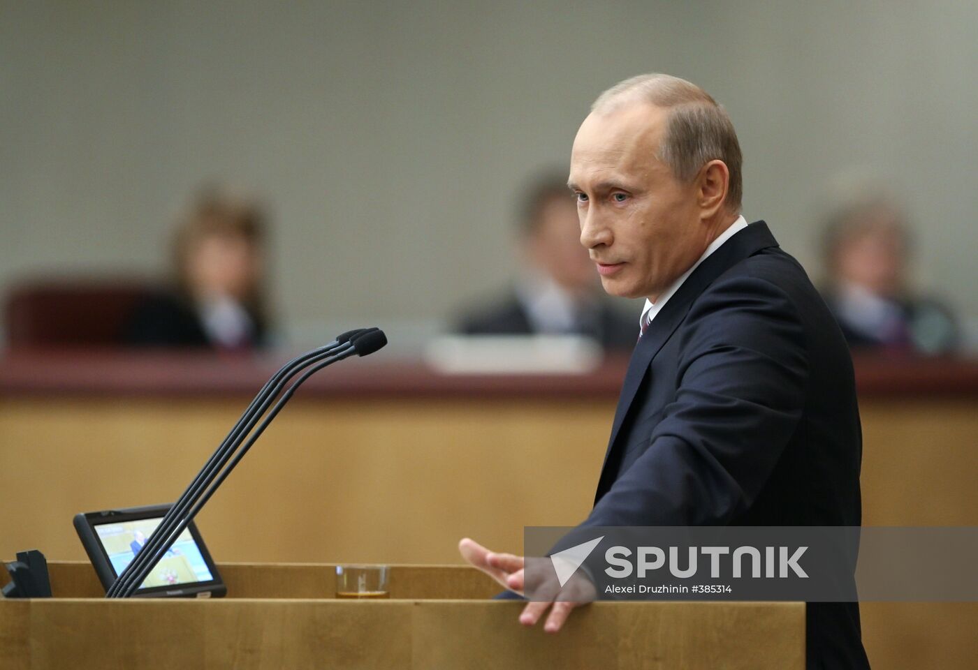 Prime Minister Vladimir Putin speaks at State Duma