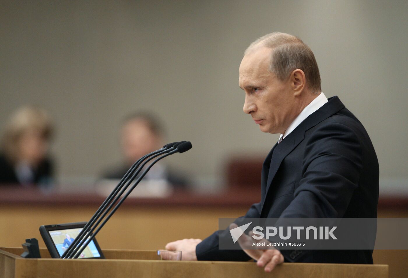 Prime Minister Vladimir Putin speaks at State Duma