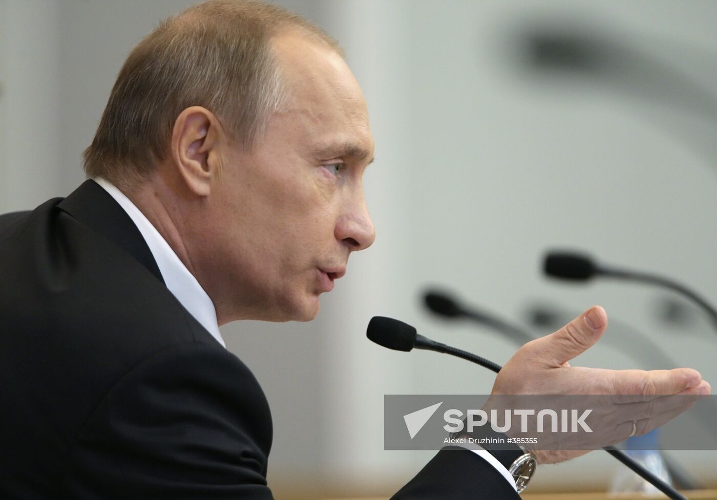 Prime Minister Vladimir Putin speaks in State Duma