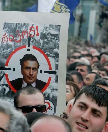 Participants in the opposition rally in Tbilisi
