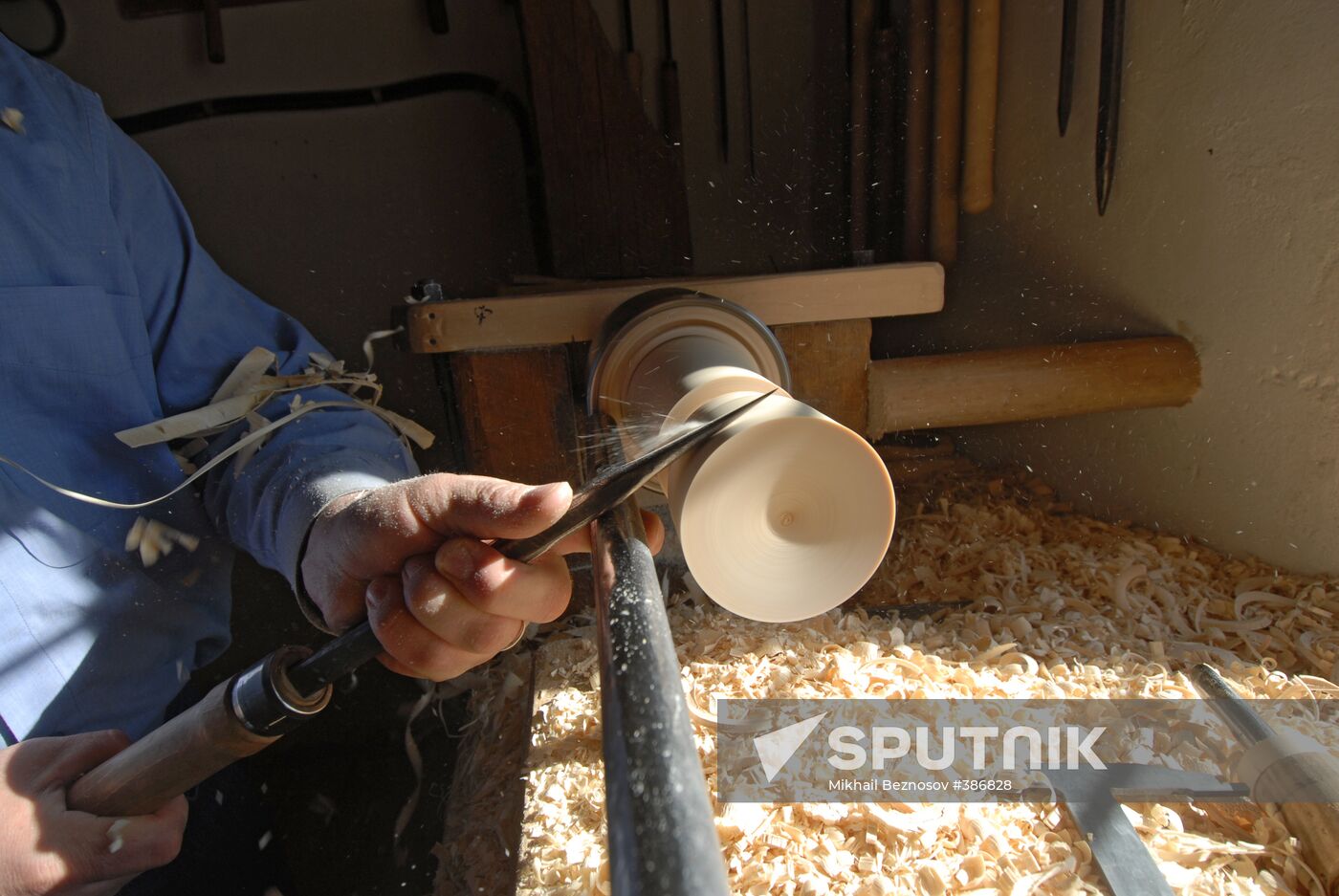 Making Russian Matryoshka dolls outside Nizhny Novgorod