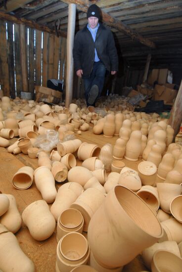 Making Russian Matryoshka dolls outside Nizhny Novgorod