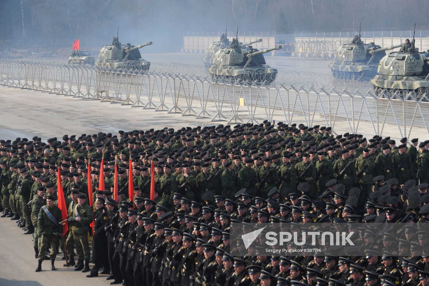 Victory Day parade rehearsal in Alabino outside Moscow