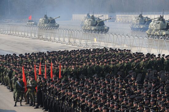 Victory Day parade rehearsal in Alabino outside Moscow