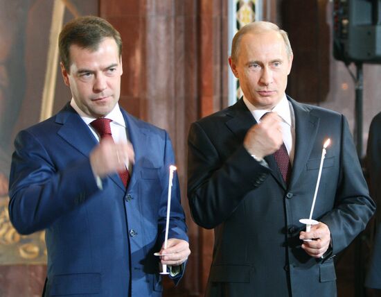 Russian President attends Easter service in Moscow
