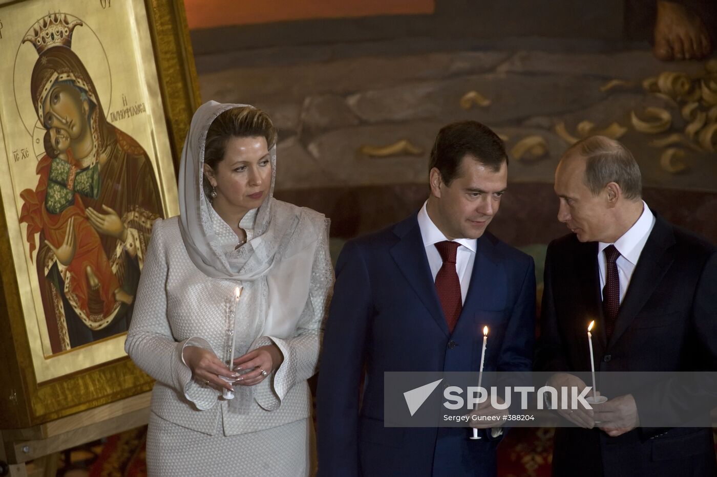 Dmitry Medvedev attending Easter service
