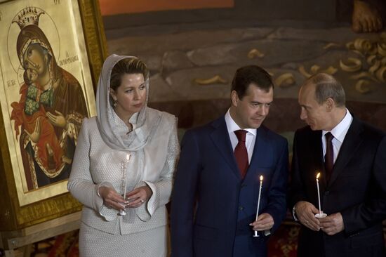 Dmitry Medvedev attending Easter service