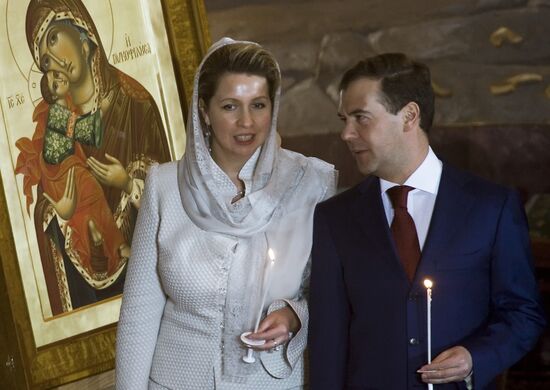 Dmitry Medvedev attending Easter service