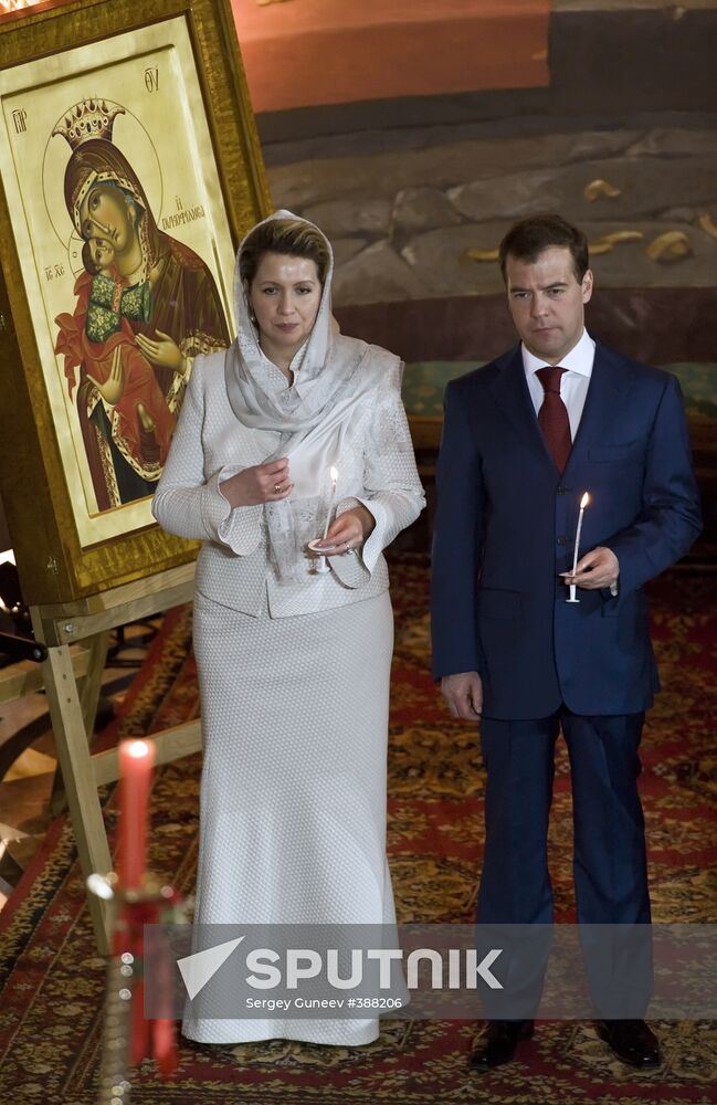 Dmitry Medvedev attending Easter service