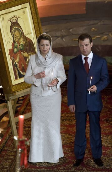 Dmitry Medvedev attending Easter service