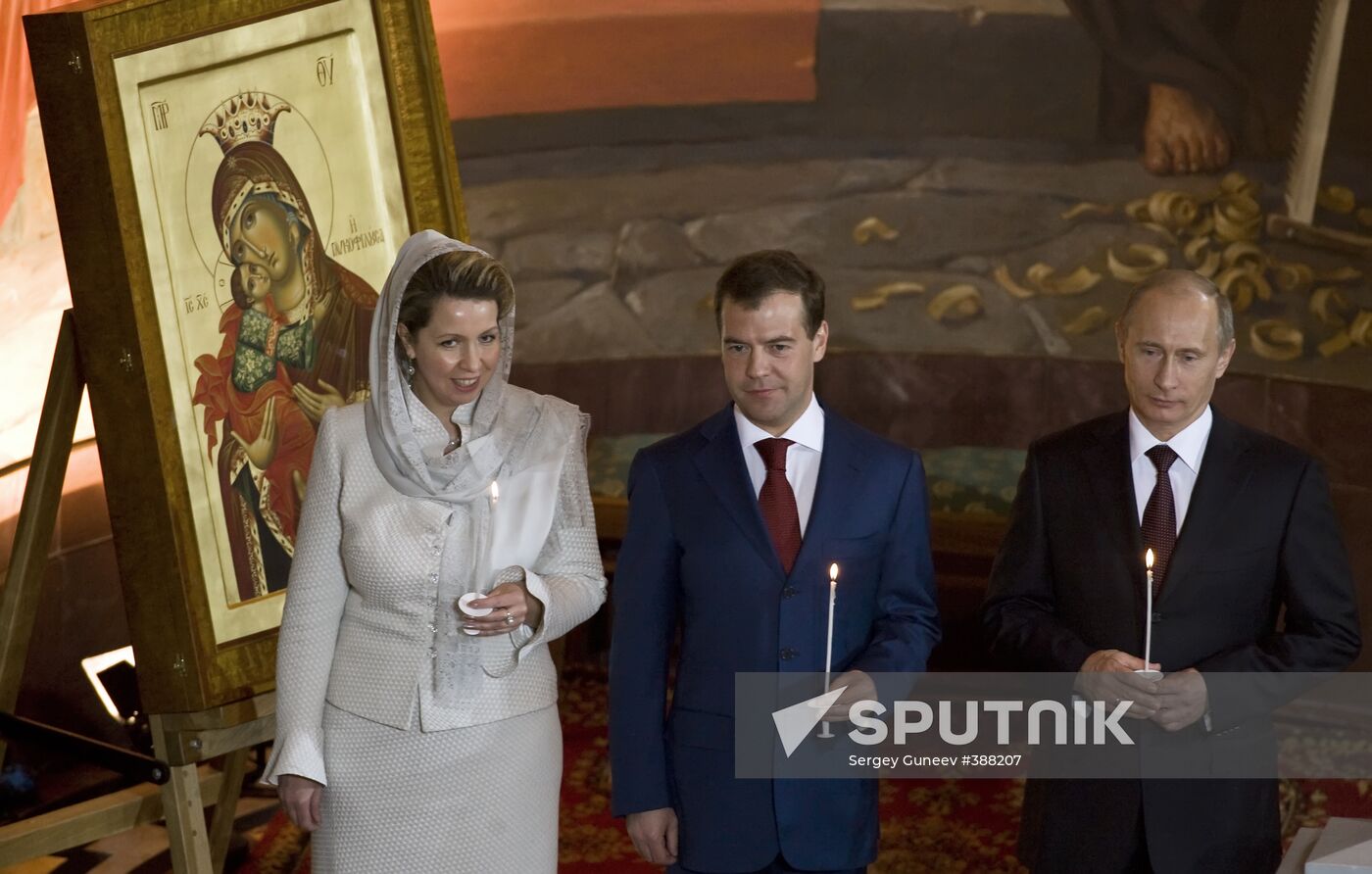 Dmitry Medvedev attending Easter service