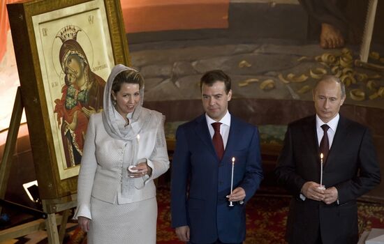 Dmitry Medvedev attending Easter service