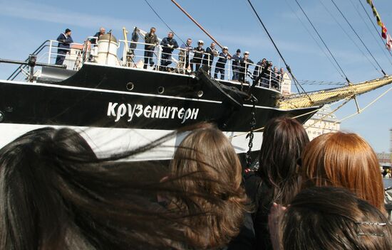 Kruzenshtern barque departs for trans-Atlantic cruise