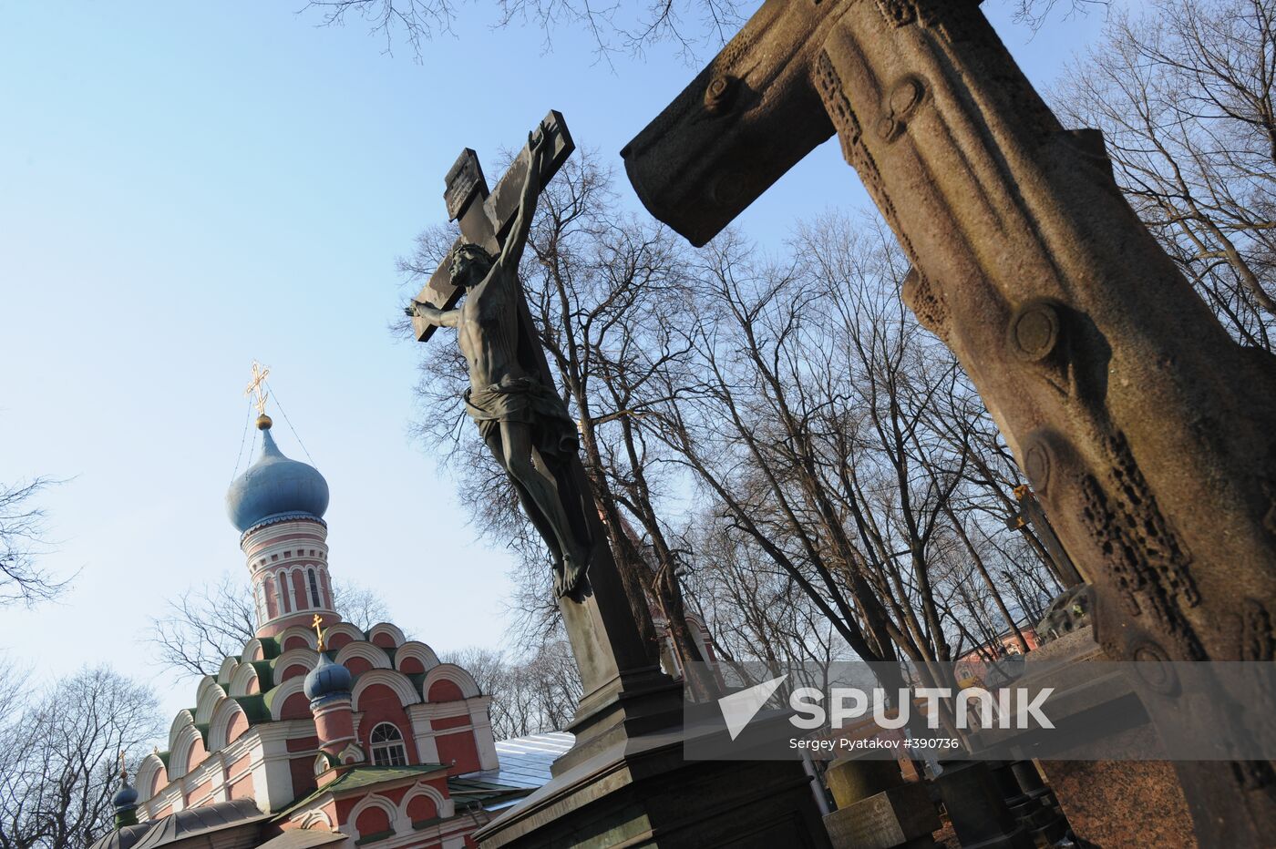 Headstone monuments at the Donskoi Monastery Cemetery in Moscow