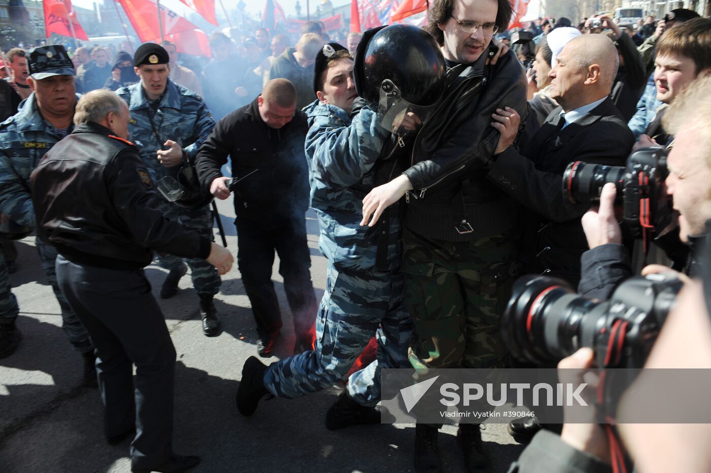 Police detain Labor Day march participants