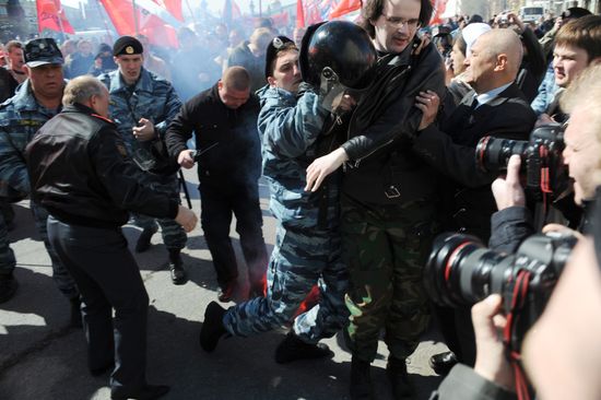 Police detain Labor Day march participants