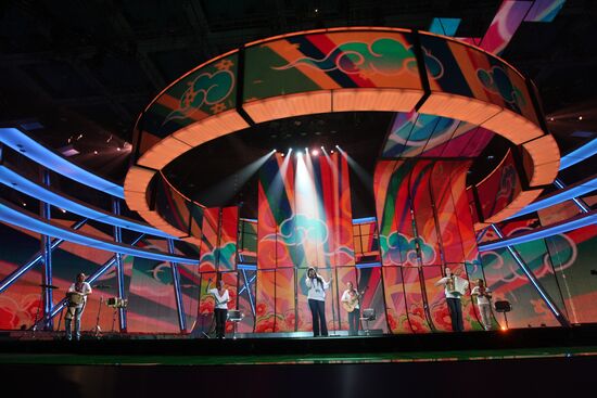 Flor-de-Lis (Portugal) rehearses at Olimpiisky Sports Complex