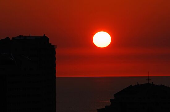 Sun setting over the Black Sea near Sochi.