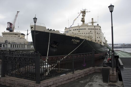 Nuclear icebreaker Lenin docked in forever