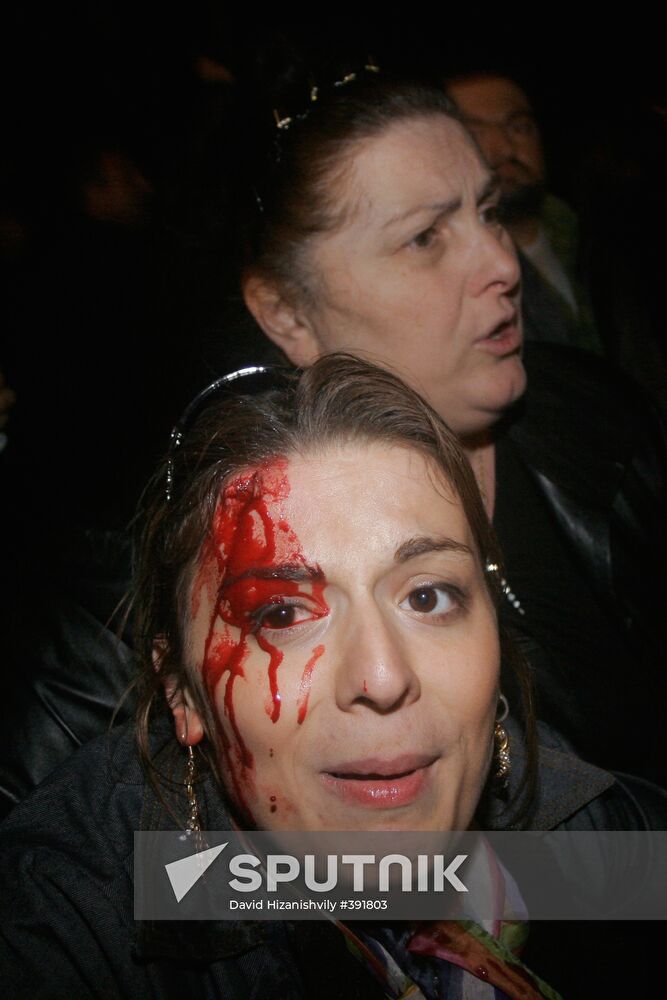 Dispersing a meeting of opposition supporters in Tbilisi