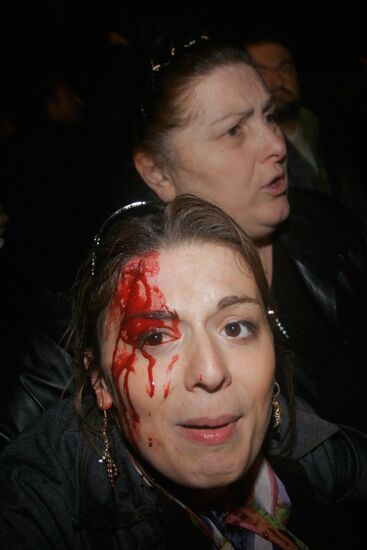 Dispersing a meeting of opposition supporters in Tbilisi