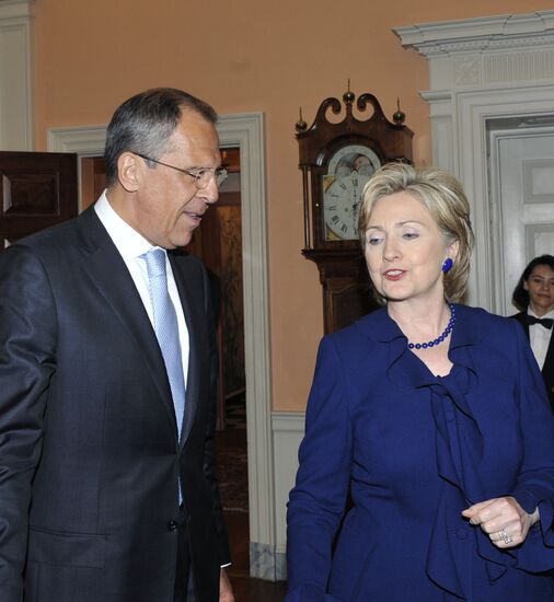 Sergei Lavrov and Hillary Clinton