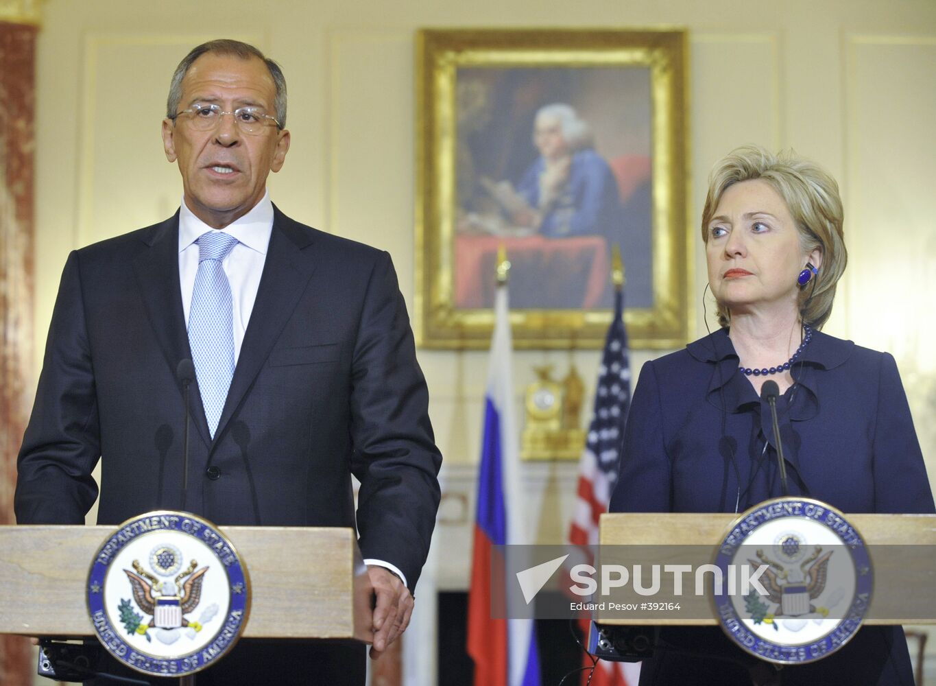 Sergei Lavrov and Hillary Clinton