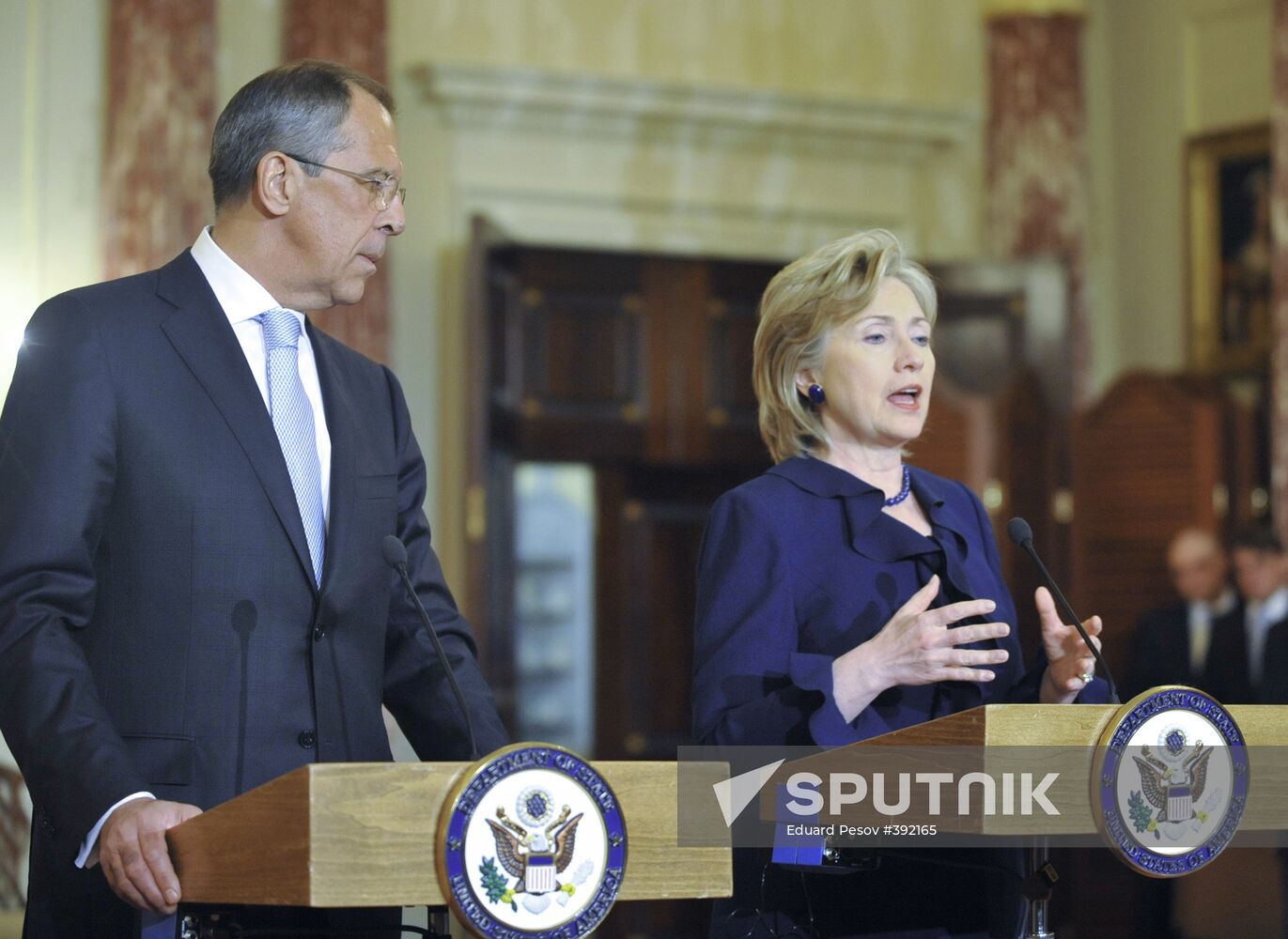 Sergei Lavrov and Hillary Clinton