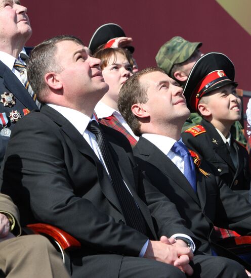 Russian President Dmitry Medvedev attends Victory Day parade