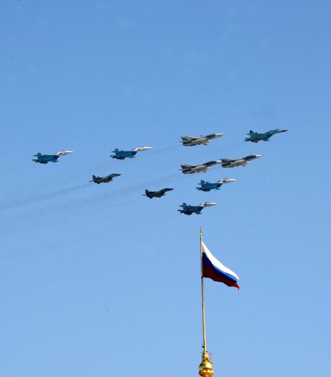 Warplanes take part in Victory Day parade in Moscow