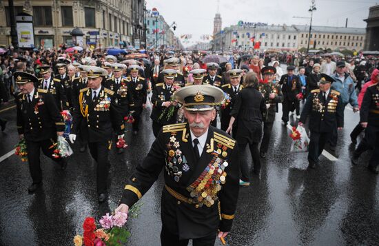 Great Patriotic War veterans march in St. Petersburg