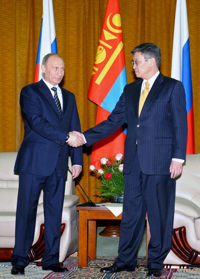 Russian Prime Minister Vladimir Putin pays visit to Mongolia