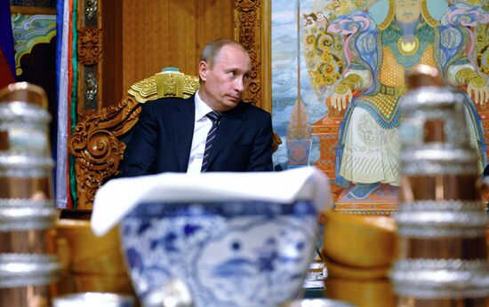 Russian PM Vladimir Putin meets with Mongolian President