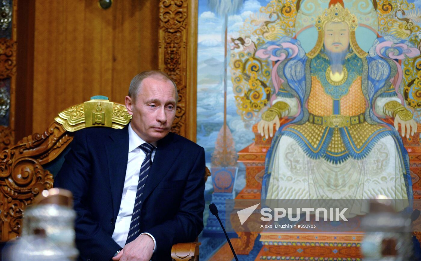 Russian PM Vladimir Putin meets with Mongolian President