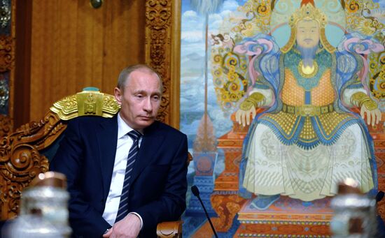 Russian PM Vladimir Putin meets with Mongolian President