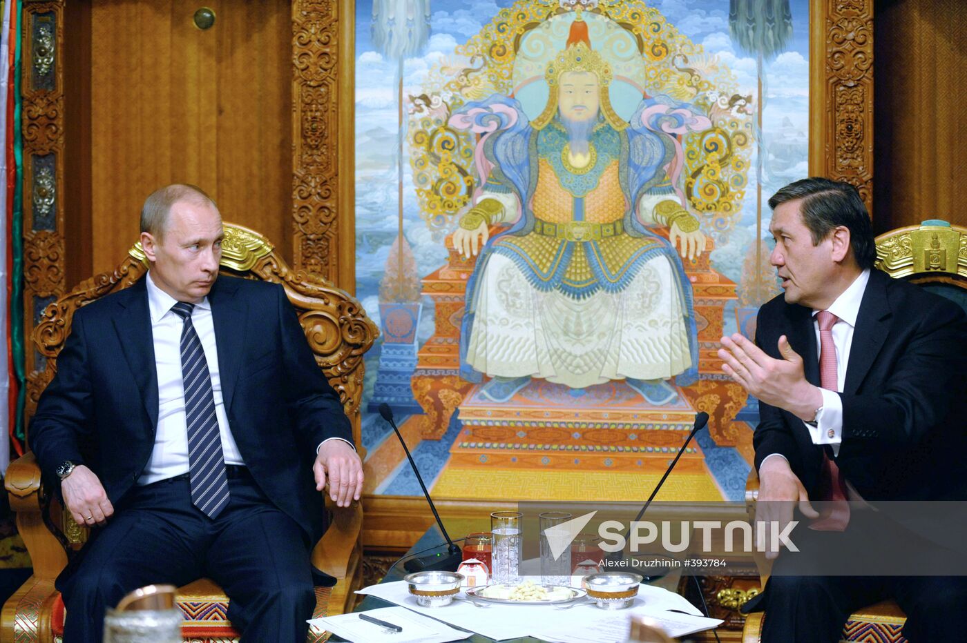 Russian PM Vladimir Putin meets with Mongolian President