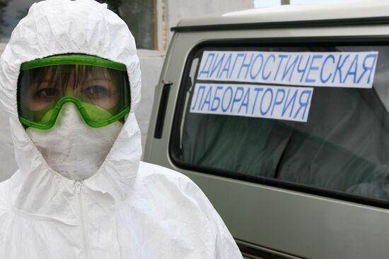 Swine flu prevention exercise in Tatarstan