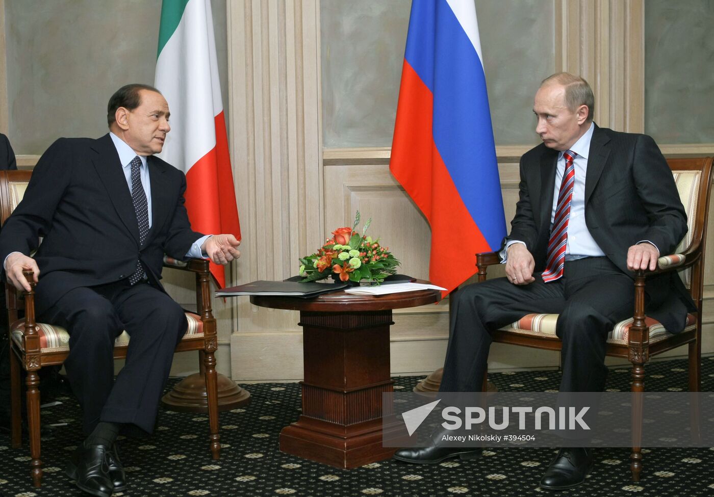 Vladimir Putin meets with Silvio Berlusconi in Sochi