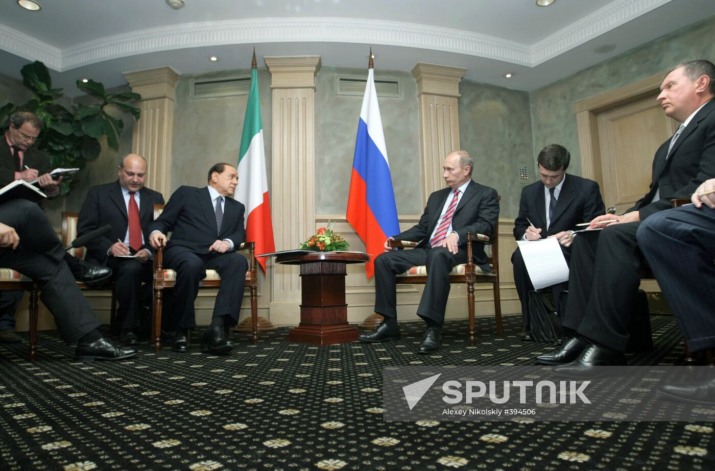 Vladimir Putin meets with Silvio Berlusconi in Sochi