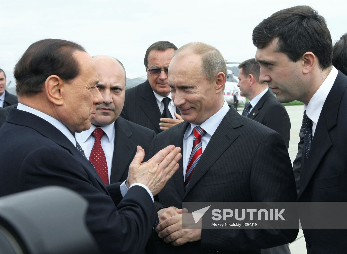 Vladimir Putin meets with Silvio Berlusconi in Sochi